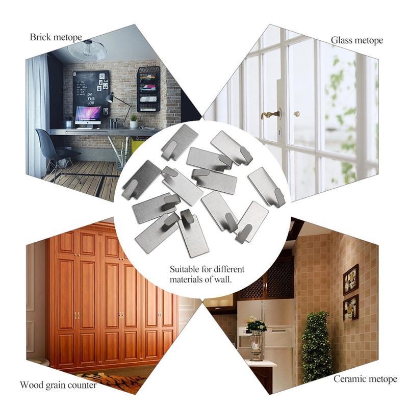 Bộ 5 Móc Treo Đồ Dán Tường Bằng Thép Không Gỉ Tiện Dụng Cho Phòng Tắm/Nhà Bếp