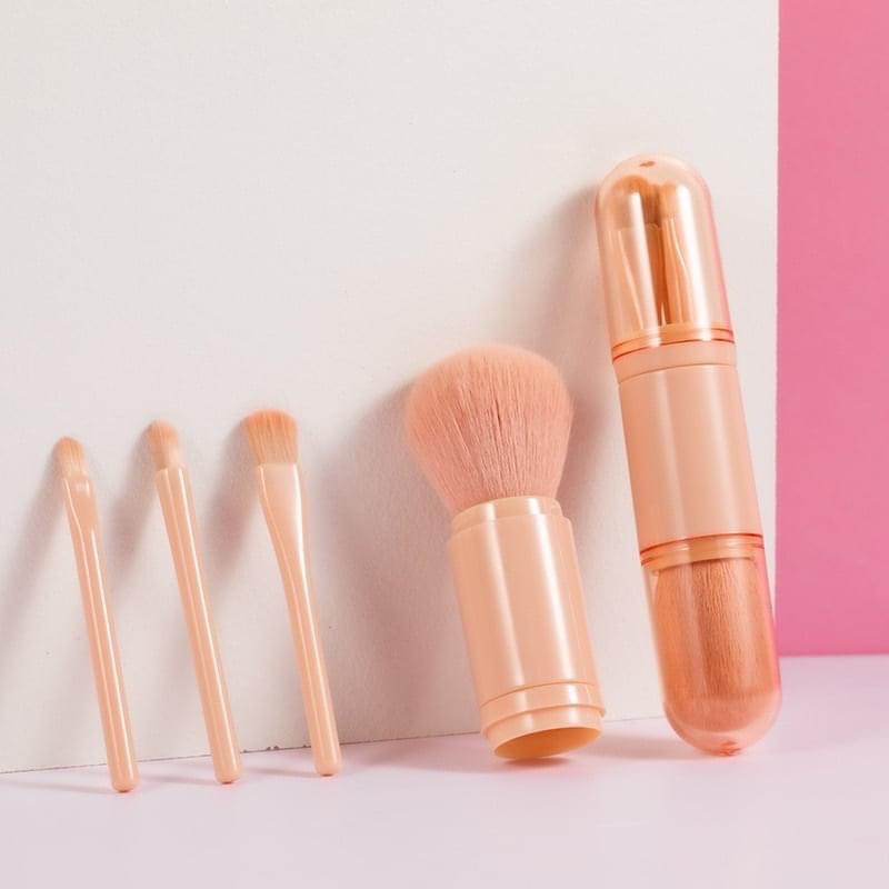 Bộ Cọ Trang Điểm Mini 4 Món, Set cọ cá nhân trang điểm phấn mắt thiết kế sáng tạo có thể thu vào hộp