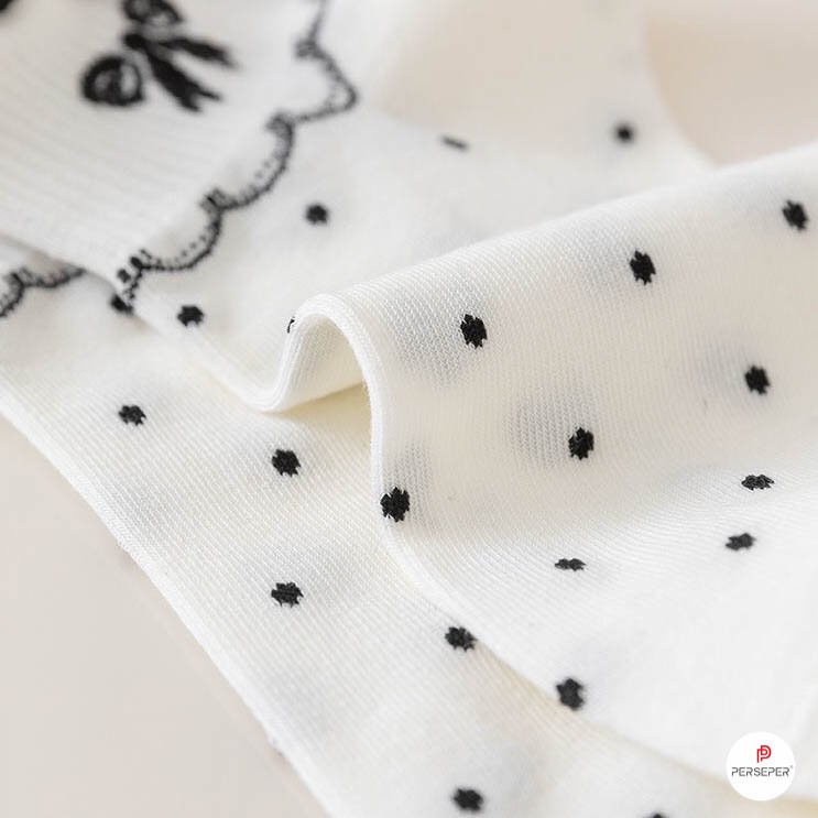Tất cổ ngắn nữ chất liệu cotton co giãn bốn chiều, set tất vớ phong cách công chúa đáng yêu