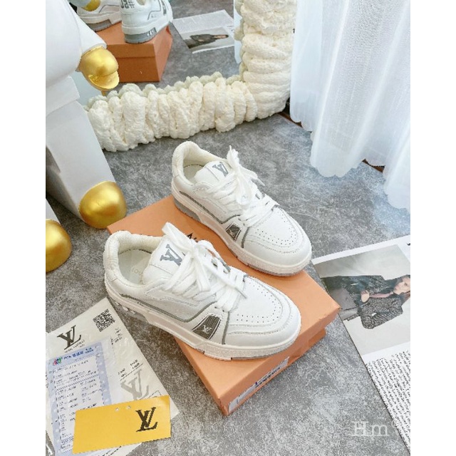 Hm(ẢNH THẬT) Giày Thể Thao Nữ Xanh Lá Kem Da Mềm Êm Fullbox Bill Túi Hãng Cao Cấp