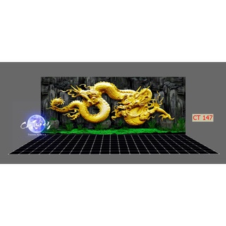 tranh 3d. tranh dán bể cá thủy sinh, bể cá rồng (tranh lưng)