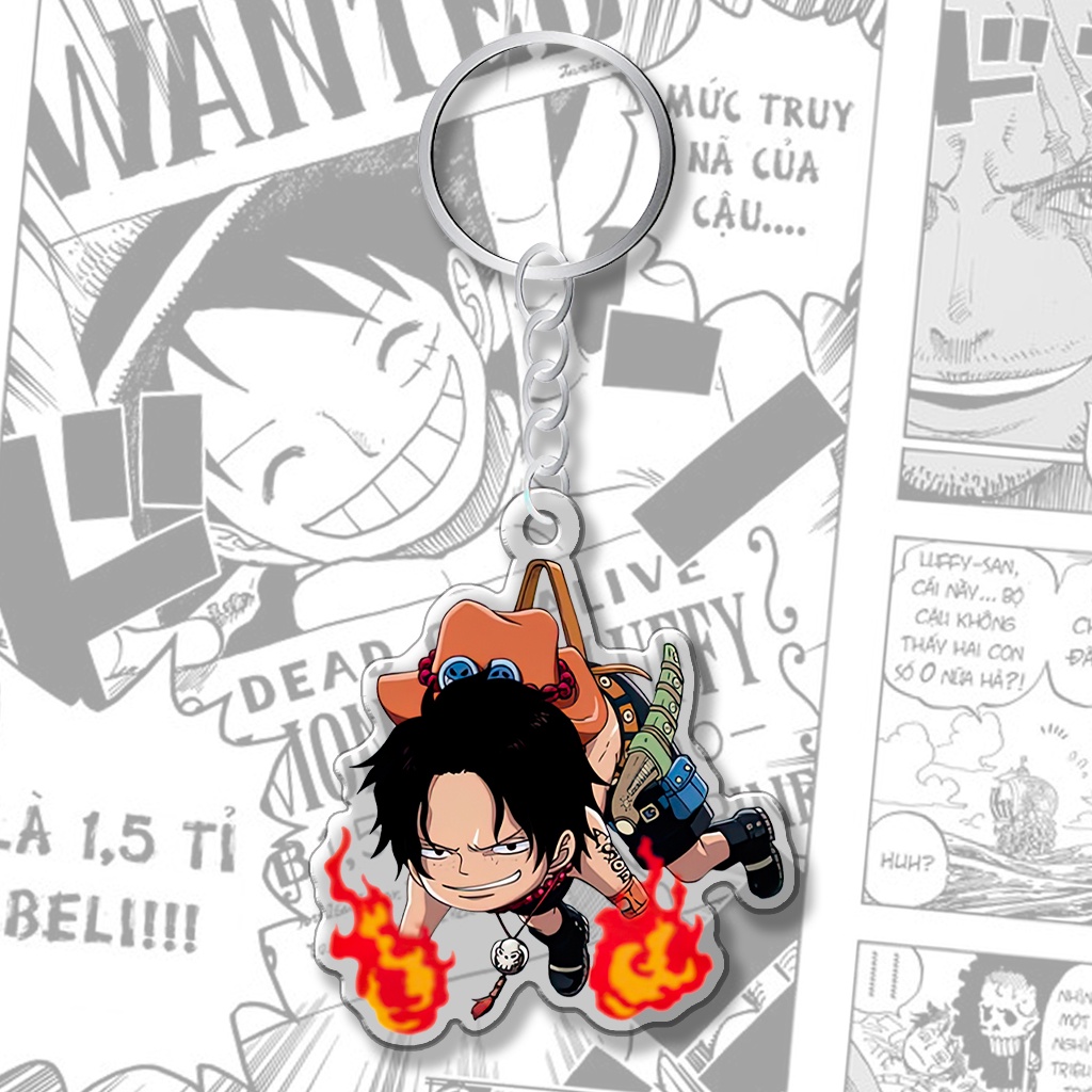 Móc khóa Thegioipuzzle One Piece Luffy Ace treo ngược anime manga phụ kiện