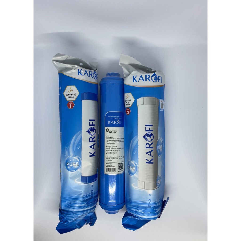 BỘ 3 LÕI LỌC KAROFI SỐ 1-2-3 THAY CHO MODEL N-e118, Ne 119/A, Ne119U, E8RO, E9RO