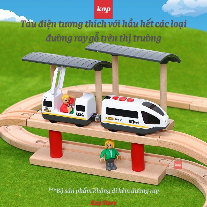 Tàu điện, xe lửa chạy pin (xe không kèm theo đường ray)  - xe có thể chạy trên đường ray xe lửa gỗ