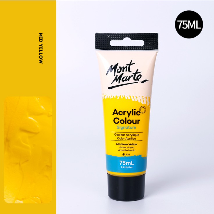 Màu Acrylic Mont Marte 75ml - Medium Yellow - Acrylic Colour Paint Signature 75ml (2.54oz) - MSCH7504