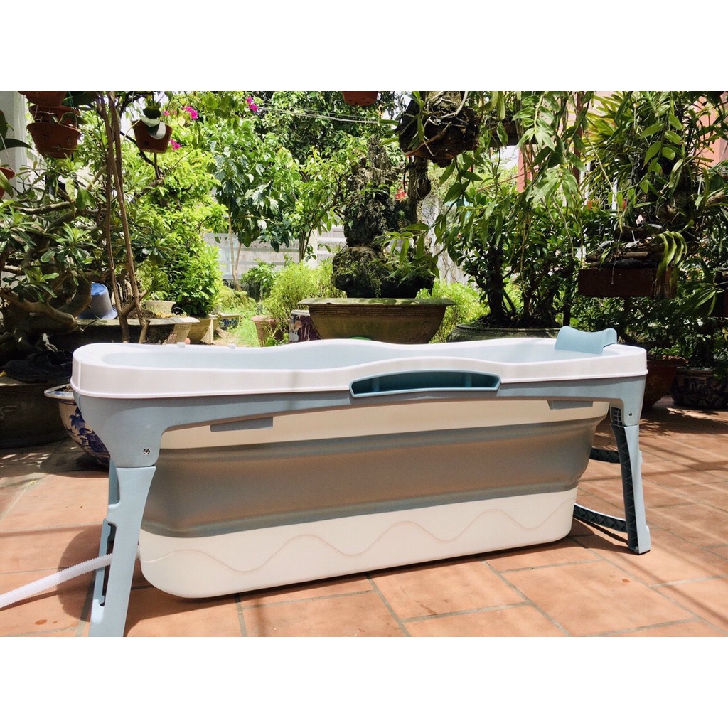 Bồn tắm gấp gọn cho người lớn fuji chất liệu nhựa PP và hạt nhựa TPE, có thể làm bể bơi cho bé