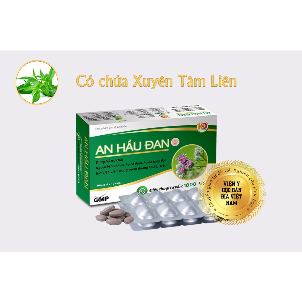 Viên Ngậm Ho An Hầu Đan Chứa Xuyên Tâm Liên Giảm Viêm Họng Hạt, Amidan, Long Đờm, Giảm Đau Rát Ngứa Họng