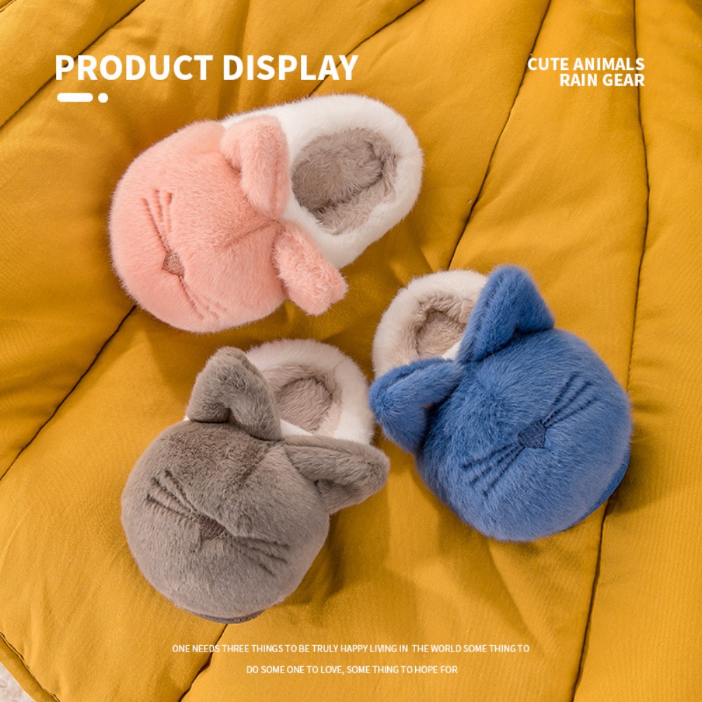 Đôi dép đi trong nhà cotton thiết kế chú mèo đáng yêu chống trượt thoải mái dành cho trẻ em 2-6 tuổi