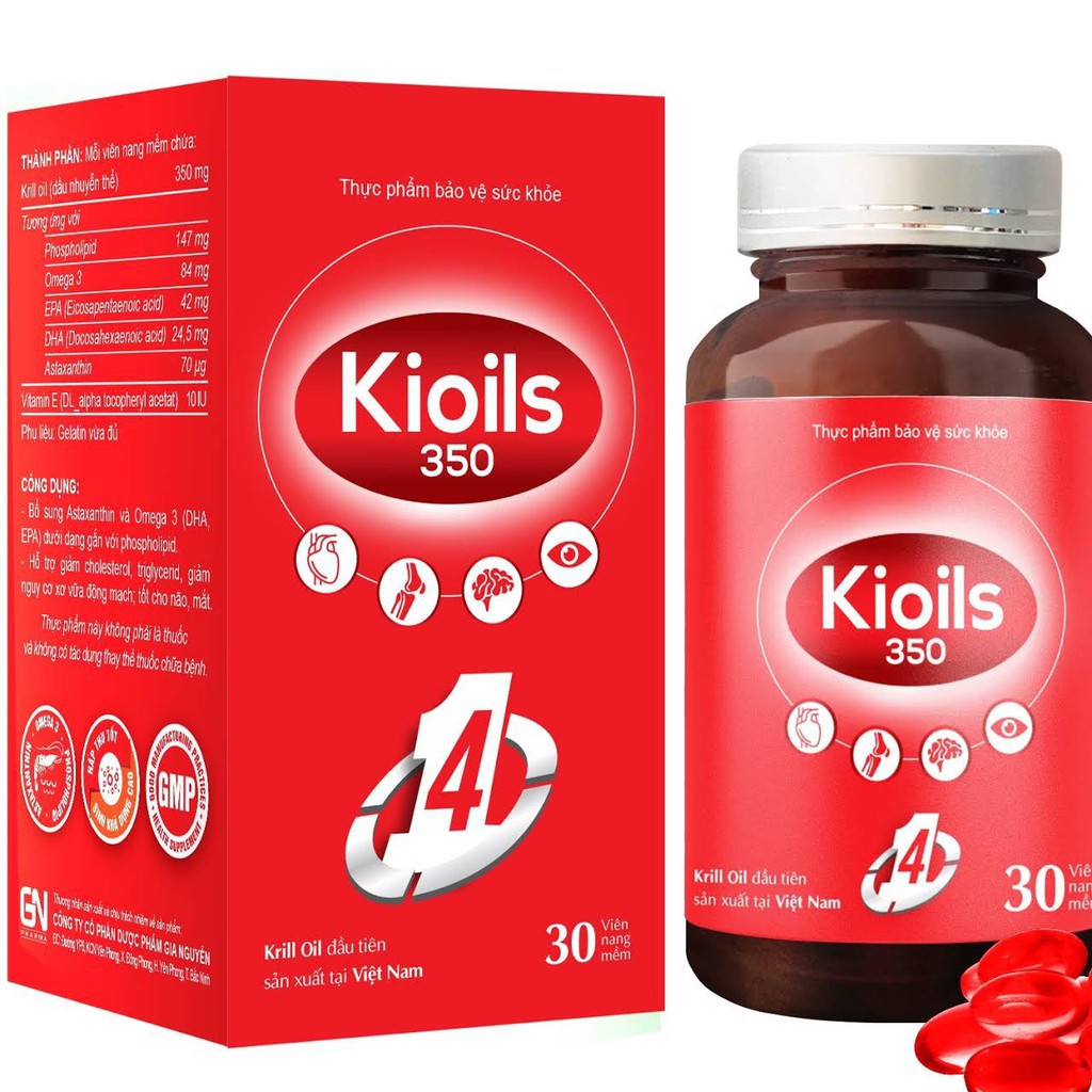 Kioils 350 - Hỗ trợ giảm cholesterol, triglycerid, hỗ trợ giảm nguy cơ xơ vữa động mạch, tốt cho não, mắt.