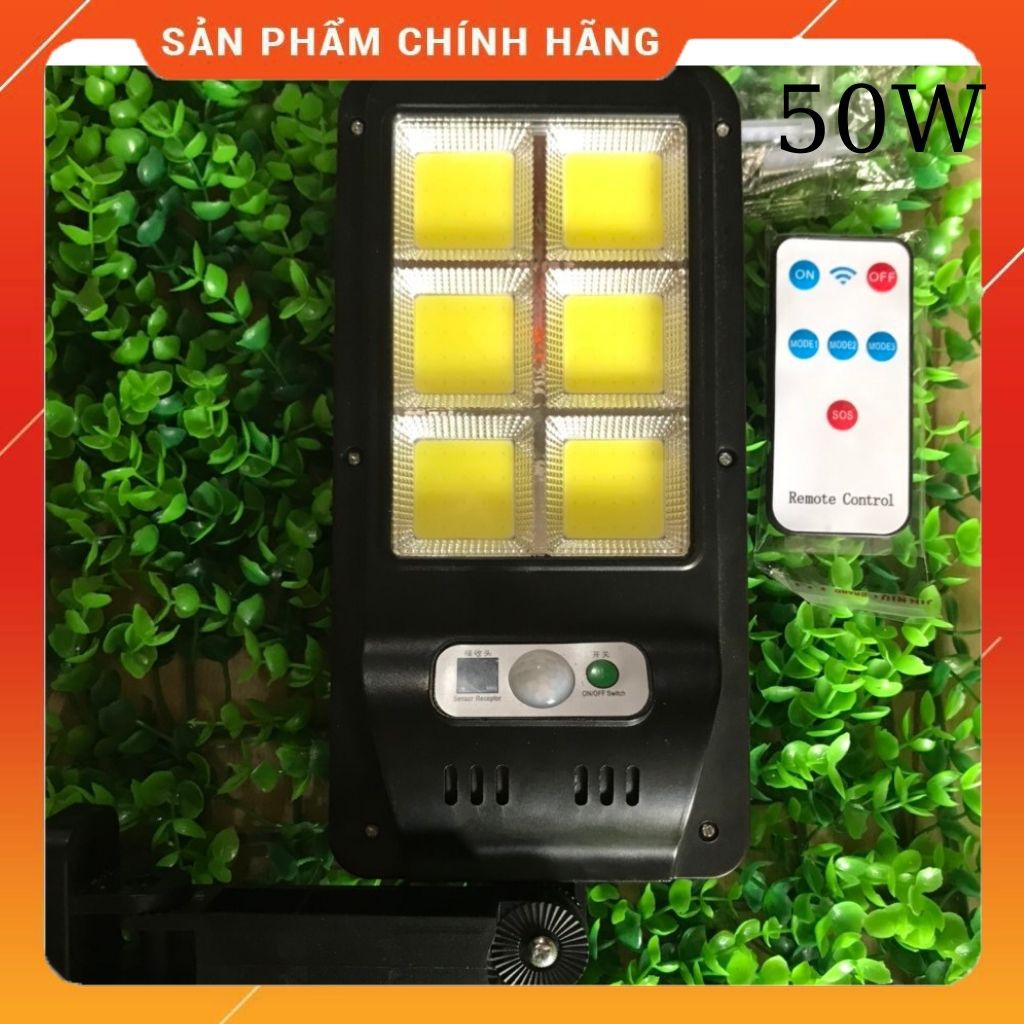 Đèn năng lượng mặt trời mini cảm biến thông minh 50w có điều khiển thông minh và 3 chế độ đèn