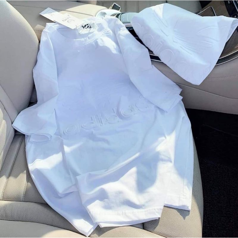 Áo phông dập nổi adidas túi zip, dáng rộng giấu quần, cotton mát mịn