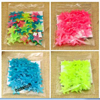 Combo 10 gói 100 ngôi sao dán tường dạ quang 3cm,trang trí nhà cửa, sao phát sáng, sao phản quang, decal
