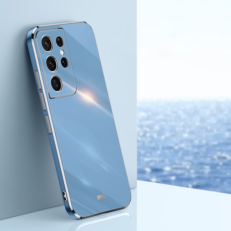 Ốp Điện Thoại Mạ Điện Viền Thẳng 6D Cho Samsung S22 Note 20 10 S10 Pro Plus Ultra