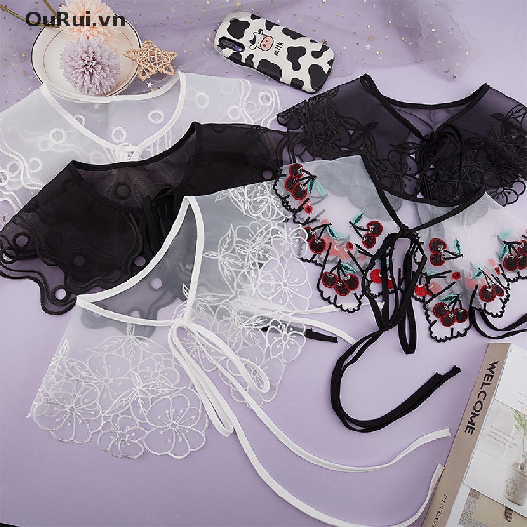 {RUI} Cổ Áo Búp Bê Phối Ren Giả Vai Có Thể Tháo Rời {OuRui.vn}