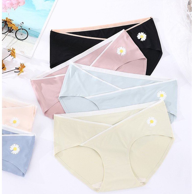 Set 4 QUẦN LÓT BẦU Cạp Chéo Cotton Cao Cấp - Kháng Khuẩn - BAO CHẤT LƯỢNG - GL04 - HOA CÚC