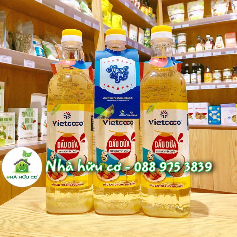 Dầu ăn Vietcoco - Dầu dừa Vietcoco - Dầu dừa Vietcoco Cooking oil - Date: 9/2023 - Nhà Hữu Cơ