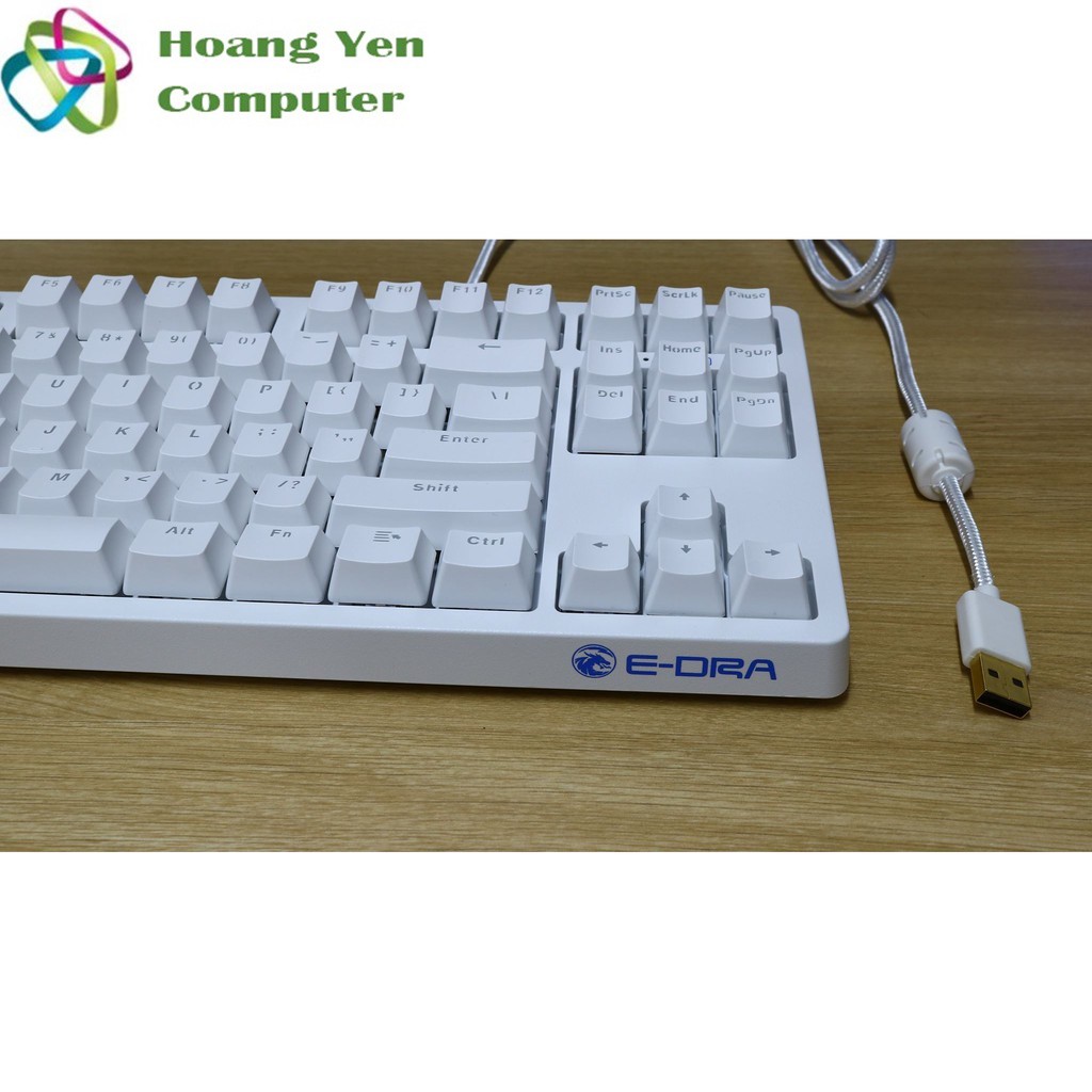 [WHITE] Bàn Phím Cơ E-Dra EK387 ICE WHITE Đèn Led Trắng, Chống Nước - BH 2 Năm Chính Hãng - Hoàng Yến Computer