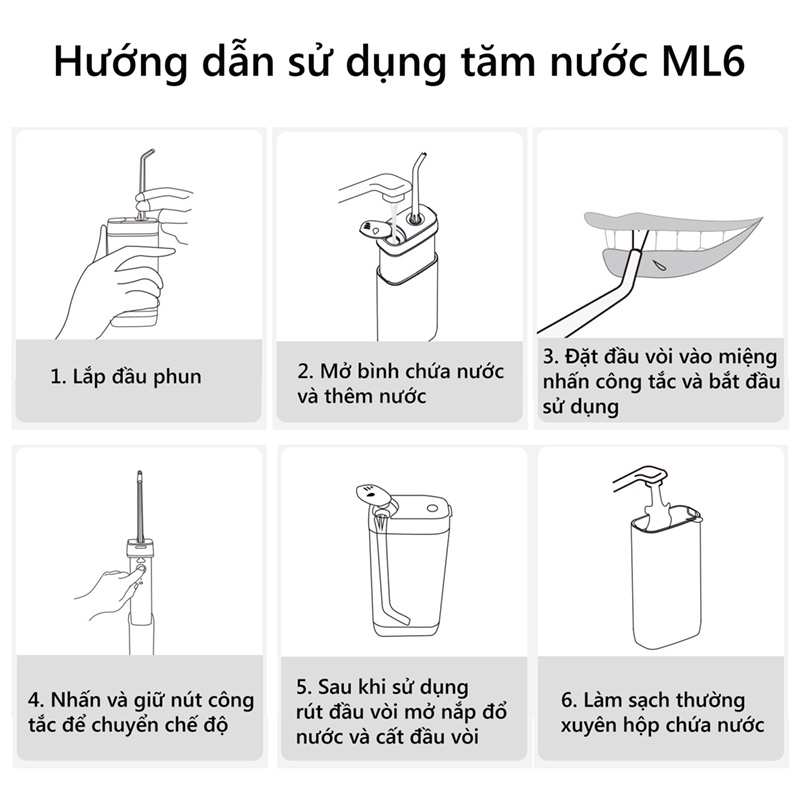 Máy tăm nước mini cầm tay Xiaomi Enpuly M6 Plus chống nước pin 30 ngày áp lực lớn 3 chế độ tiện mang đi du lịch KL01