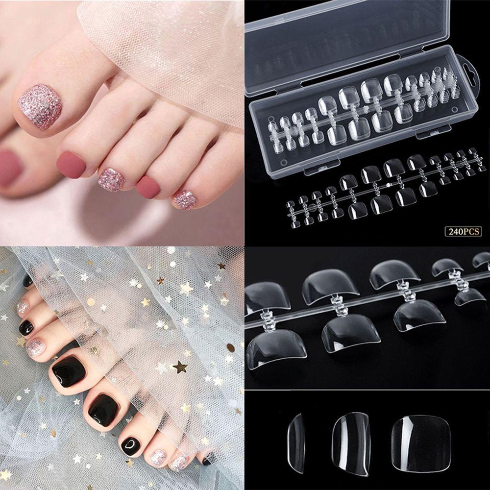 Bộ 240 Móng Chân Giả Trong Suốt Siêu Mỏng Bằng Acrylic