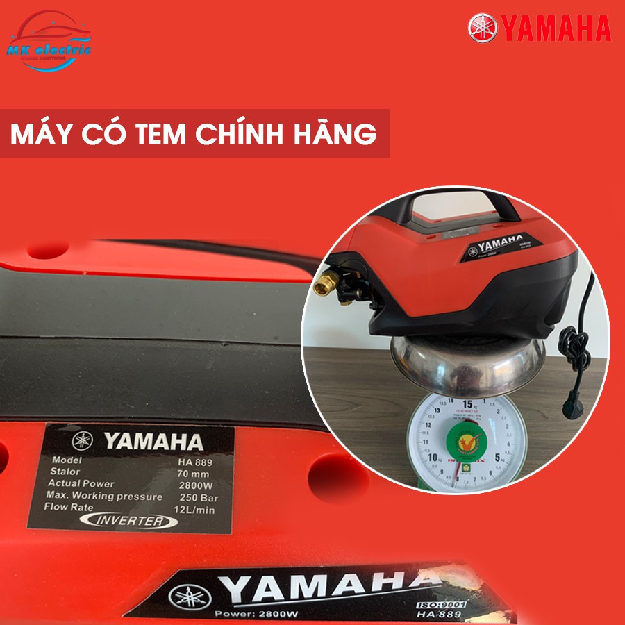 [BH 24 THÁNG ] Máy rửa xe mini I Máy rửa xe cao áp YAMAHA 2800W HA889A - Có nút chỉnh áp suất + van xả khí