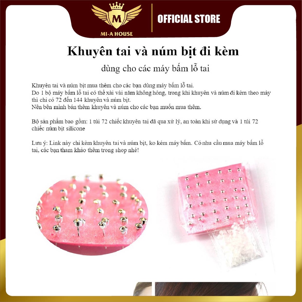 Vỉ đạn bạc bắn lỗ tai, khuyên bấm lỗ tai và núm bịt mua thêm cho súng bấm lỗ tai