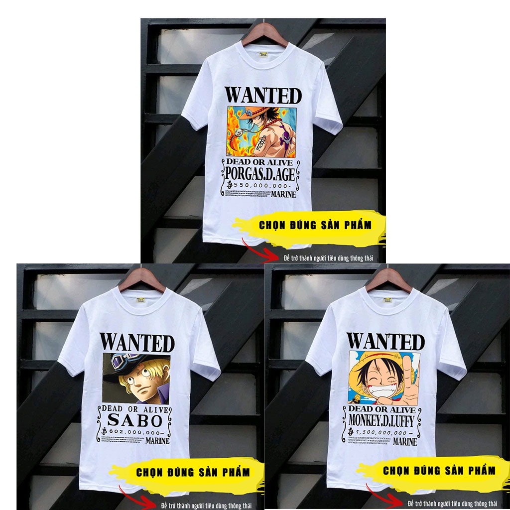 3 mẫu áo thun one piece wanted luffy - Ace - sabo - vải thun thái cao cấp in tại shop | BigBuy360 - bigbuy360.vn