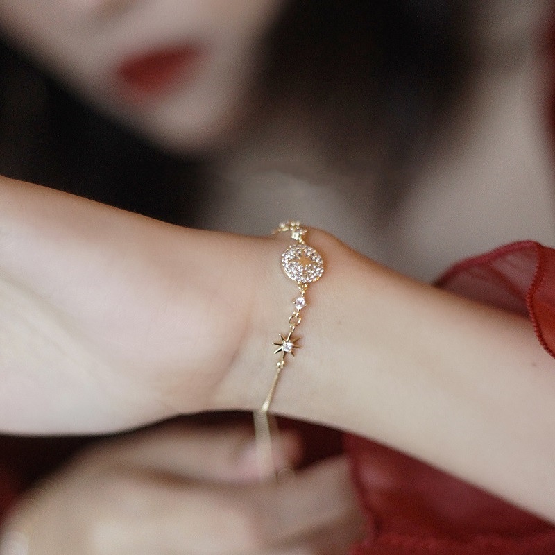 Vòng đeo tay AHELLOGIRL kim loại kiểu sao biển phong cách Hàn Quốc có thể điều chỉnh kích thước