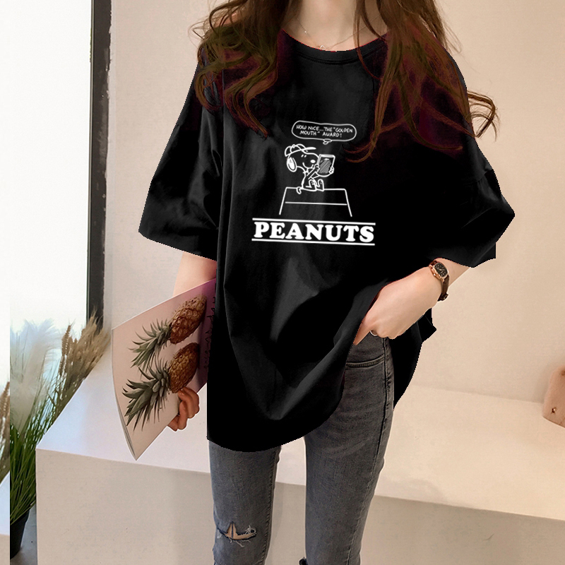 NRVP Áo Thun Nữ Cổ Tròn Ngắn Tay In Chữ Thời Trang