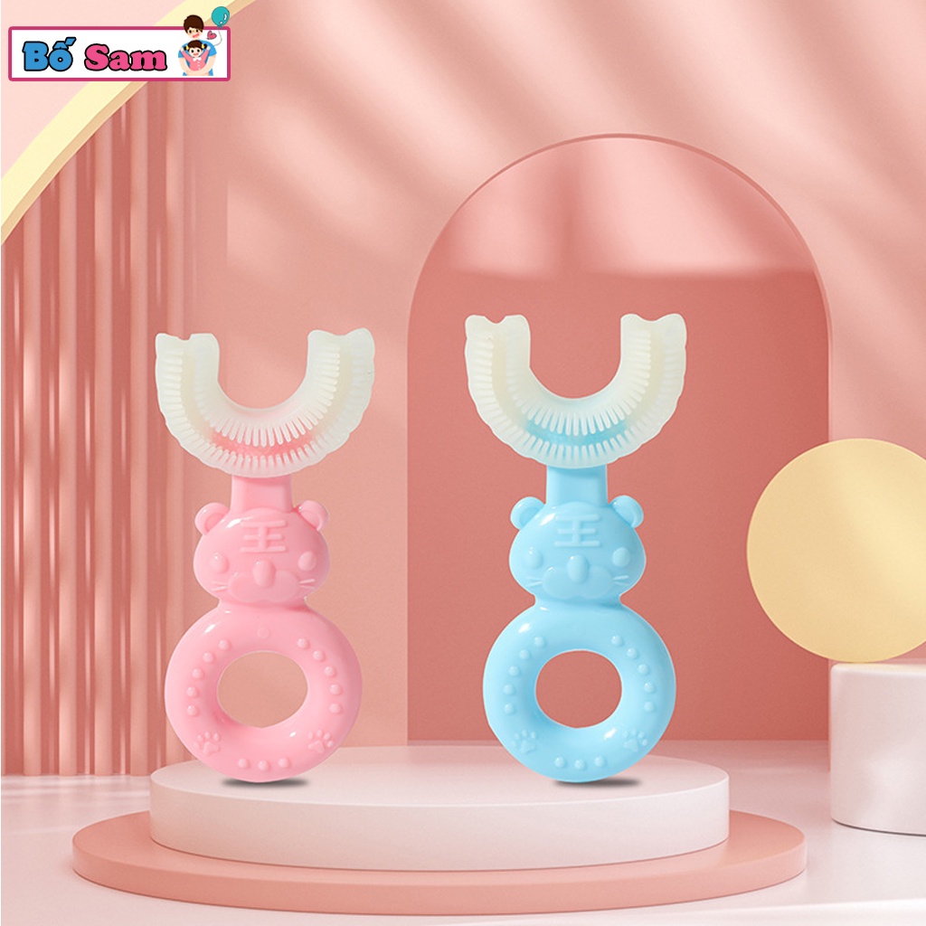 Bàn chải gấu đánh răng cho bé chữ U bằng silicon mềm mại cho bé từ 2-12 tuổi đáng yêu shop bố sam