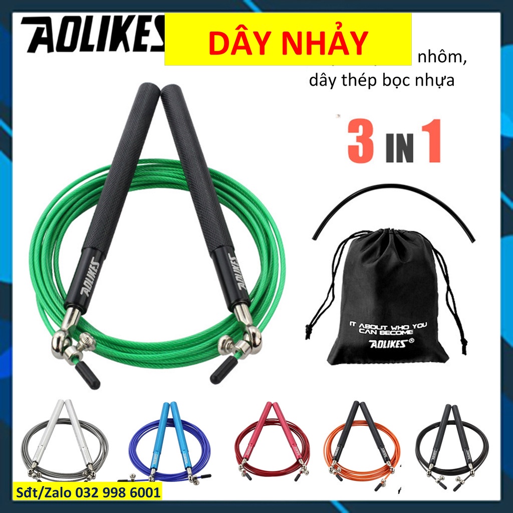 Dây nhảy thể thao chính hãng Aolikes 3203 3202 3201 Dây nhảy cán nhôm lõi thép ddcg