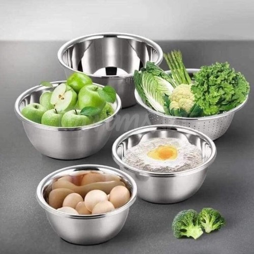 Bộ thau rổ inox 5 chiếc