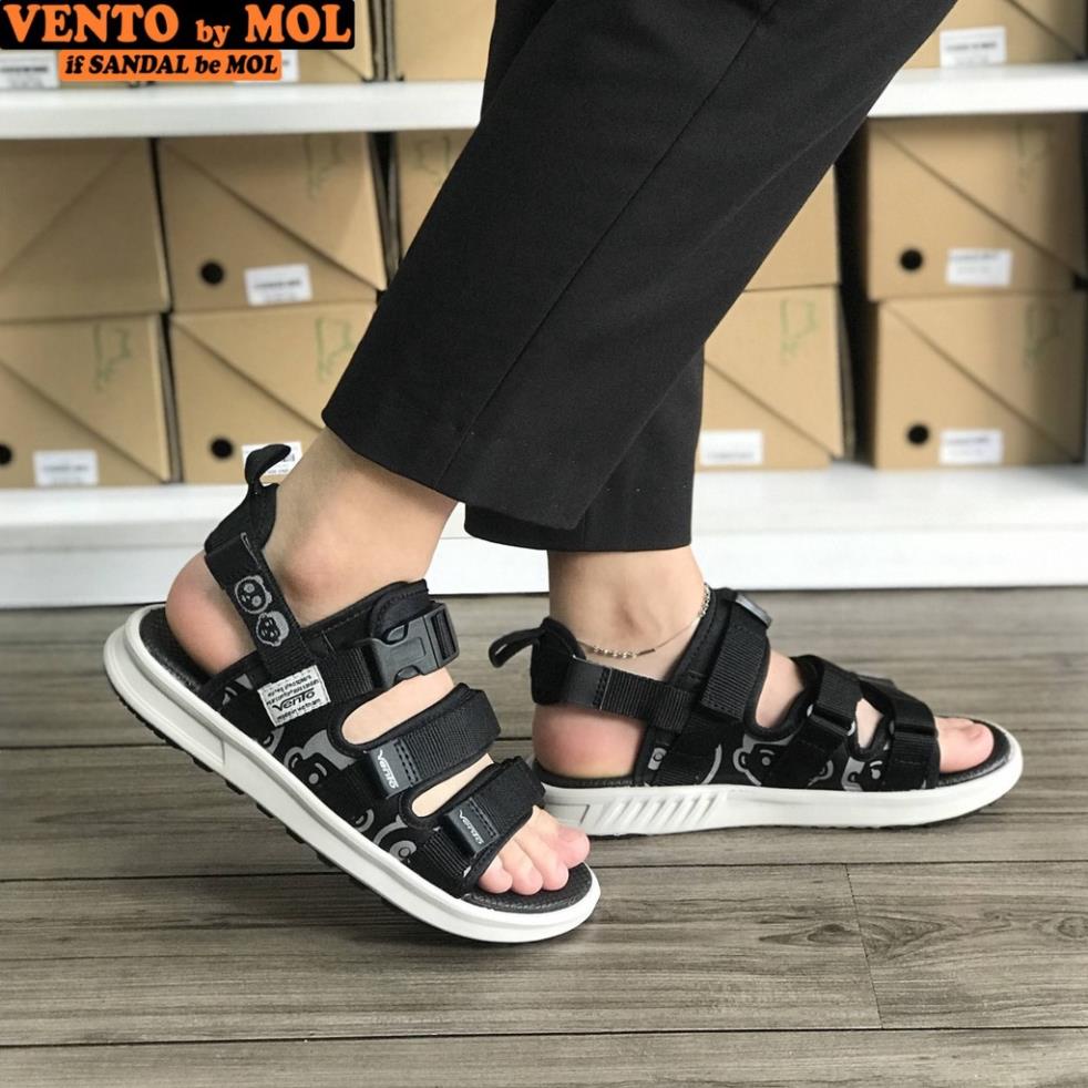 Giày Sandal Vento Nữ Có Quai Hậu Tháo Rời 3 Quai Ngang Đế Bệt Đi Học Đi Du Lịch Màu Xanh Dương Mã NB80 ENG