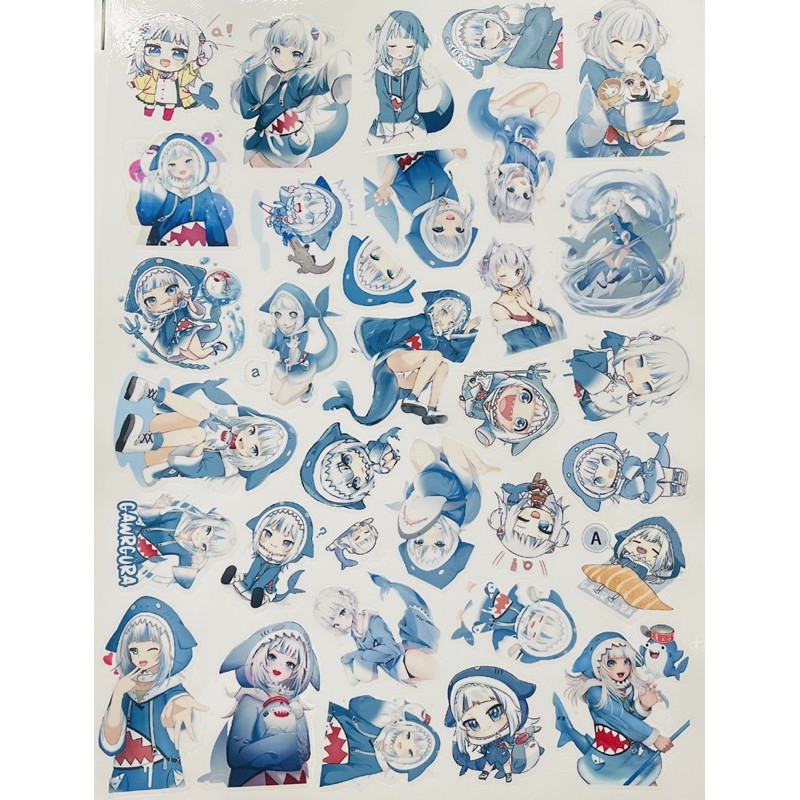 Sticker hình dán 30-60 cái vtuber gawr gura  homolive khác nhau