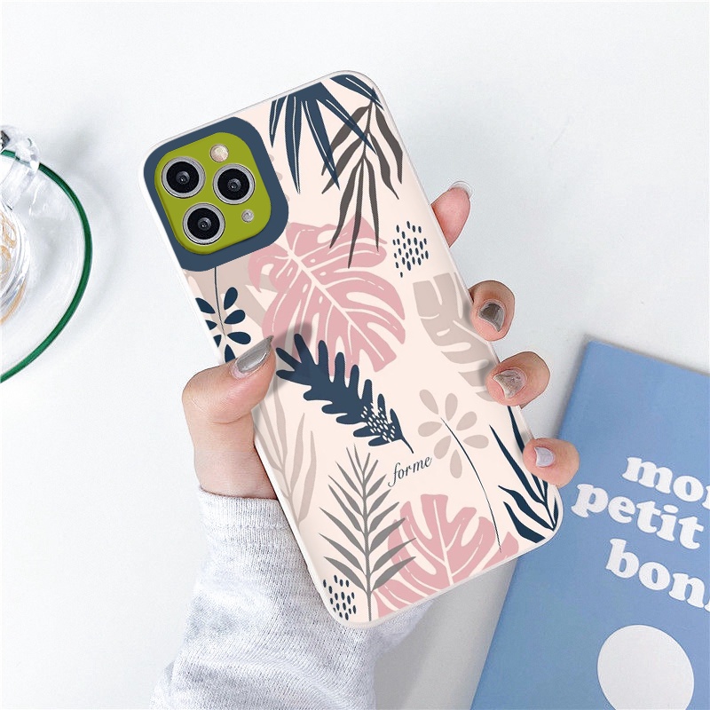 Ốp Điện Thoại iphone Mềm HOA LÁ ốp vuông iPhone 12 8plus 11promax 7plus 6Plus 7Plus 8Plus X Xs Max 13 Promax tr191
