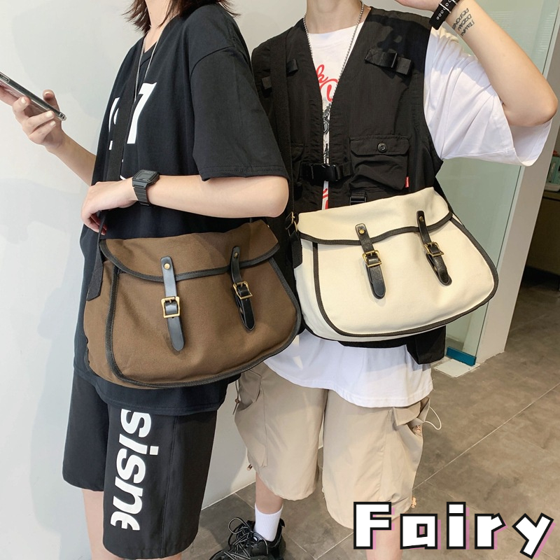 Túi Vải canvas Đeo Chéo Sức Chứa Lớn Phong Cách Harajuku Nhật Bản Mới Cho Học Sinh
