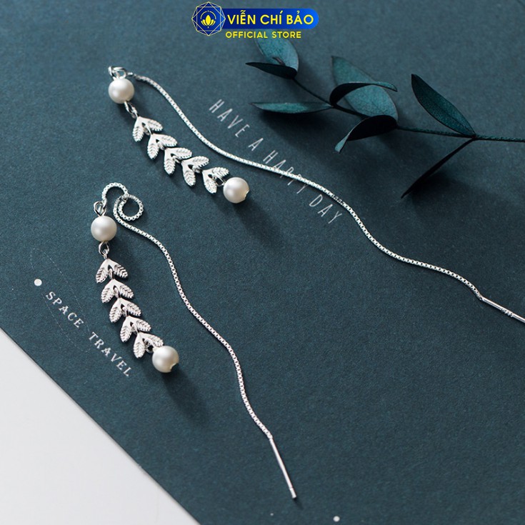 Bông tai nữ Dương Xỉ dáng dài chất liệu bạc S925 thời trang phụ kiện trang sức nữ Viễn Chí Bảo B000141