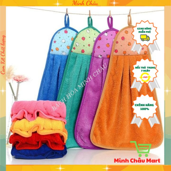 Khăn Lau Bếp/ Khăn Lau Tay Có Móc Treo Nhiều Màu Sắc