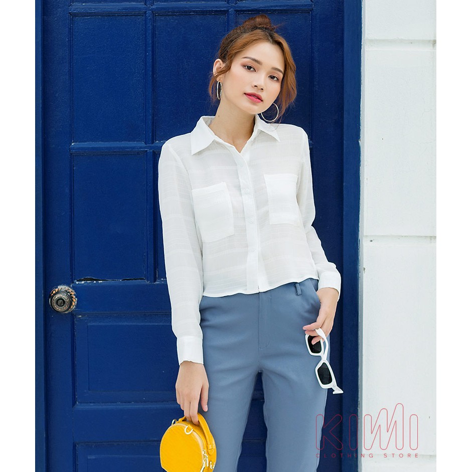 Áo sơmi croptop trắng Kims - as20006