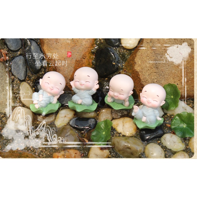 Set tiểu hoà thượng cực đáng yêu ngồi lá sen trang trí taplo Ô Tô, làm quà tặng- Dũng An shop