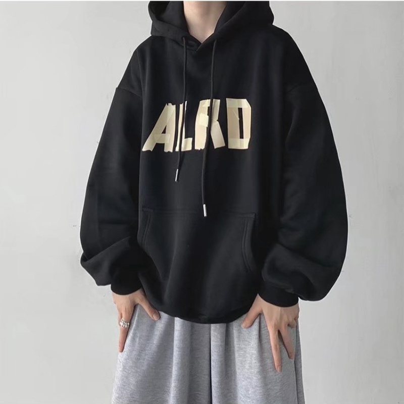 Áo hoodie cotton dáng rộng phong cách mùa thu đông Hồng Kông 2021 cá tính cho nam