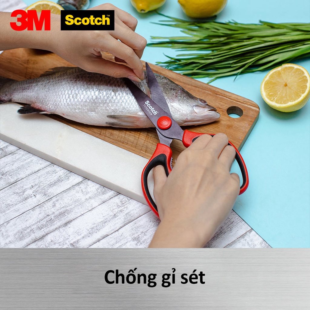 [TẶNG 1 QUÀ] Kéo nhà bếp Scotch 3M đa năng, cao cấp công nghệ phủ Titan, tay cầm màu đỏ/tím KS-DTR