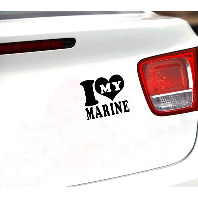 Miếng sticker &quot;I Love My Marine&quot; dán trang trí ô tô chống thấm kích thước 13.4cm x 12cm