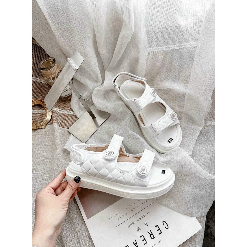 GIÀY SANDAL HAI QUAI TRẦN TRÁM ĐẾ BÁNH MỲ CAO 3P ÊM CHÂN SIÊU XINH
