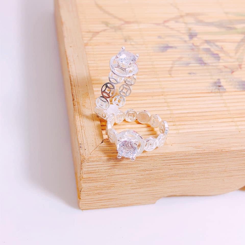 NHẪN KIM TIỀN MẶT ĐÁ MẪU MỚI LINH MIU SILVER