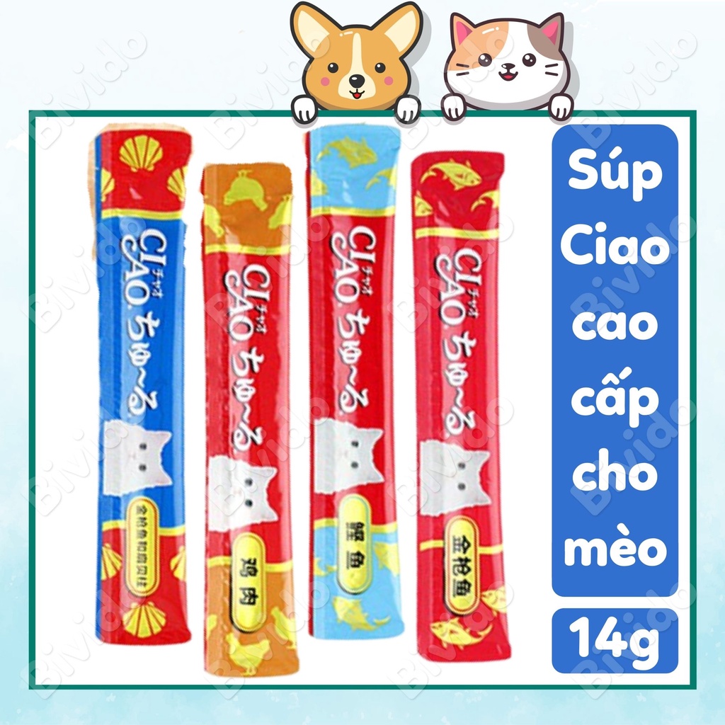 Súp thưởng Ciao Churu cho mèo đủ vị 1 thanh 12g-14g - Bivido