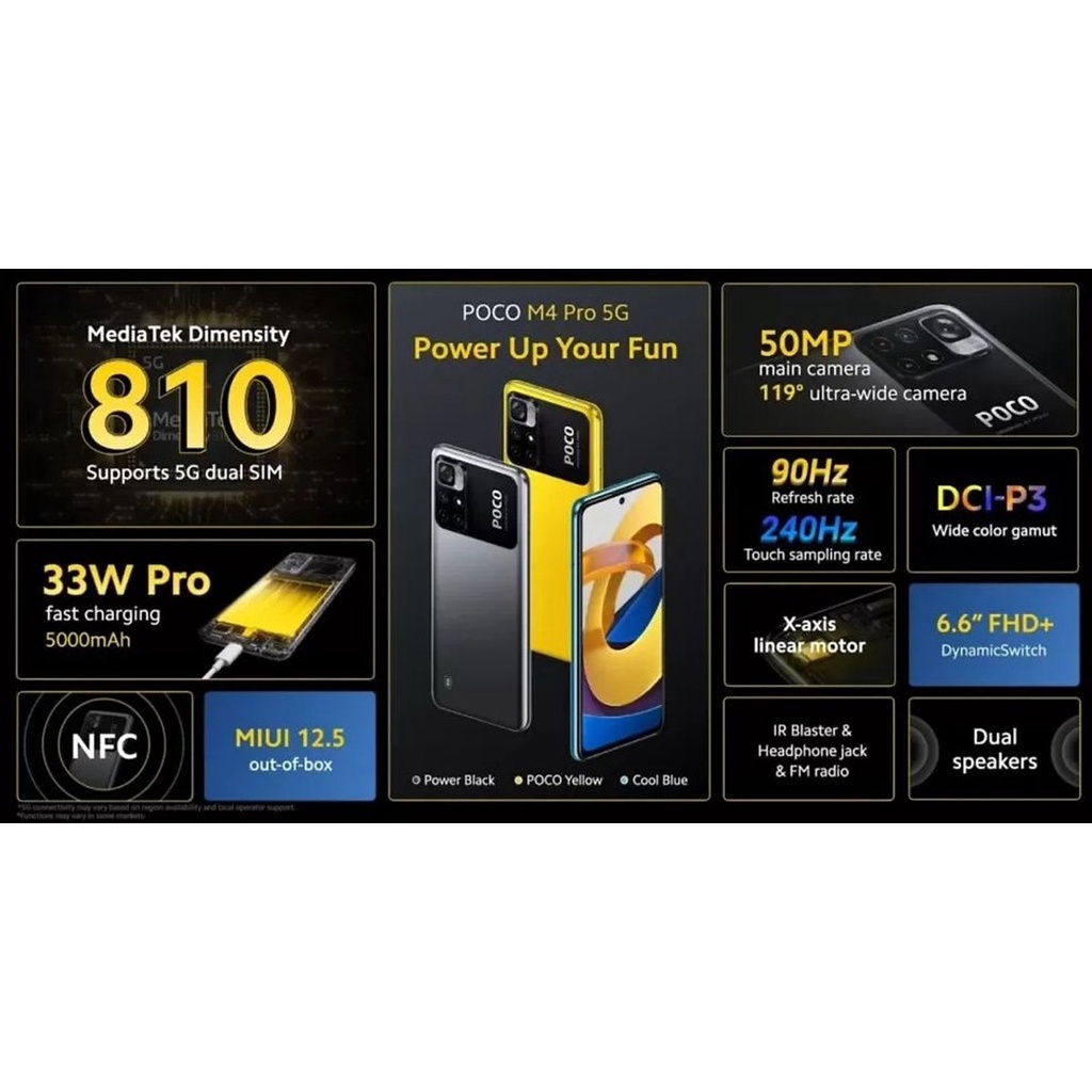 Điện thoại Xiaomi POCO M4 PRO 5G 6GB/128GB | Pin 5000mAH | Sạc Nhanh 33W | Camera 50MP - HÀNG CHÍNH HÃNG