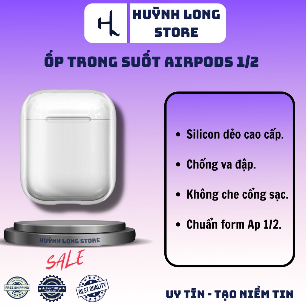 Ốp trong suốt bảo vệ airpods 1/2, inpods i11/12.
