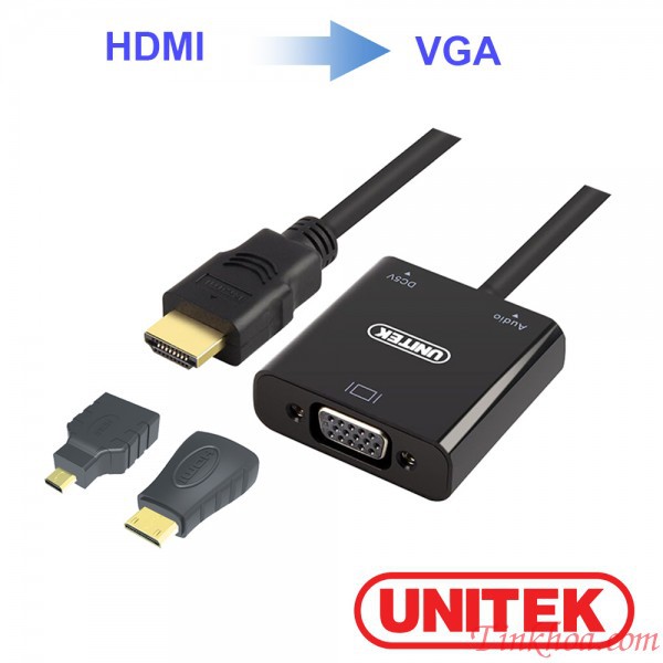 Cáp chuyển HDMI sang VGA + Audio Unitek Y6355.Bộ chuyển HDMI (3 in 1)