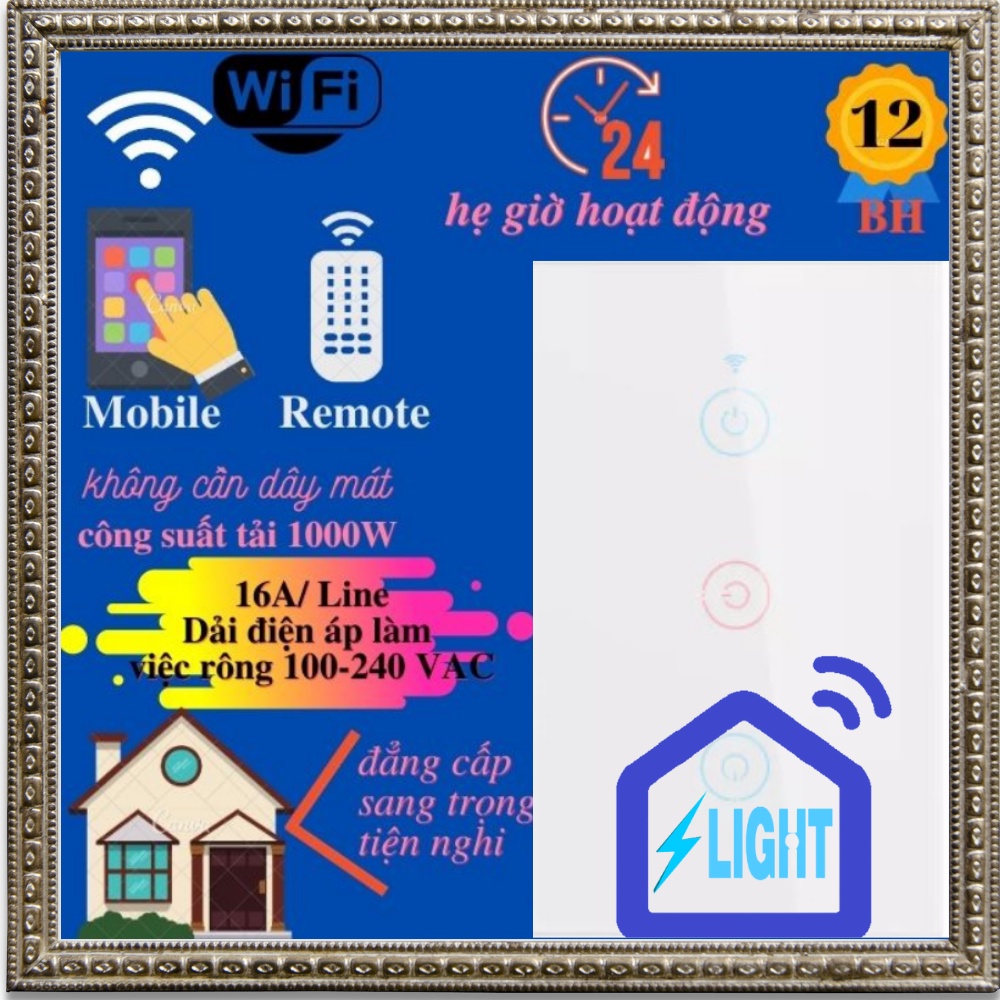 Công tắc thông minh wifi tuya zigbee cảm ứng điều khiển từ xa 3 NÚT