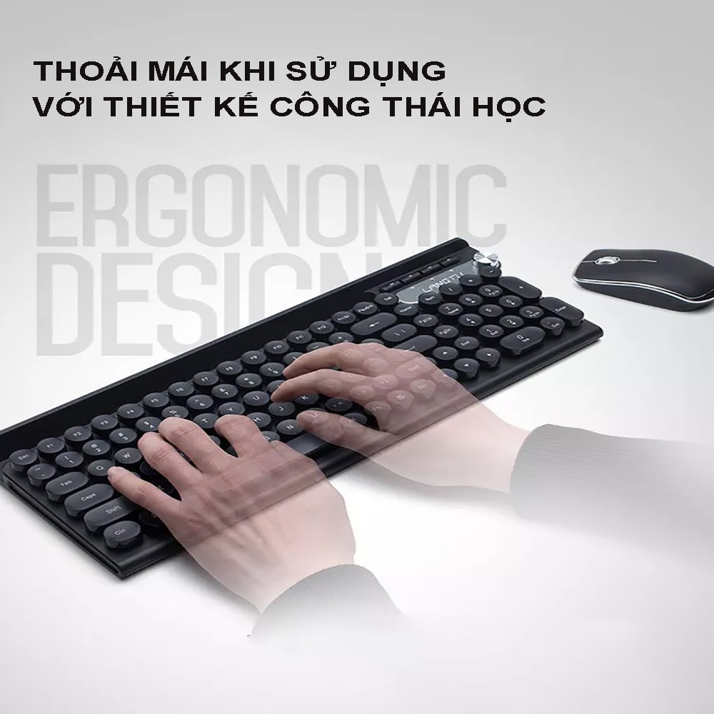 Bộ Bàn Phím Và Chuột Không Dây Cute Cao Cấp LT500 Sạc Pin Nhiều Màu Sắc